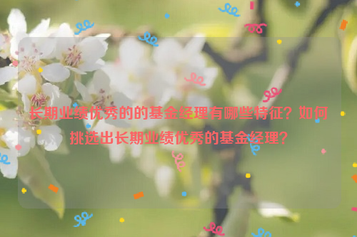 长期业绩优秀的的基金经理有哪些特征？如何挑选出长期业绩优秀的基金经理？