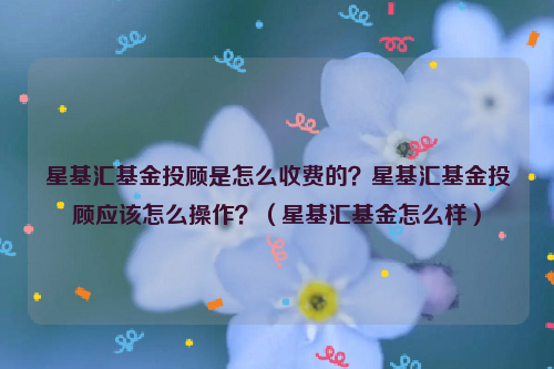 星基汇基金投顾是怎么收费的？星基汇基金投顾应该怎么操作？（星基汇基金怎么样）