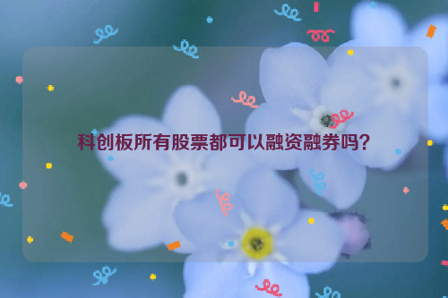 科创板所有股票都可以融资融券吗？