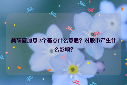 美联储加息25个基点什么意思？对股市产生什么影响？