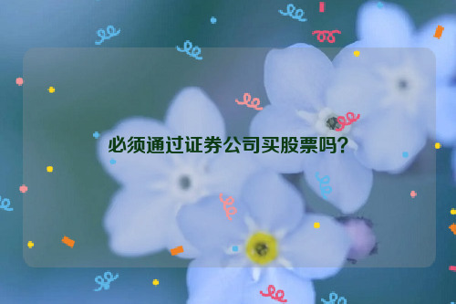 必须通过证券公司买股票吗？