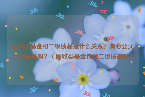 固收类基金和二级债基是什么关系？有必要买二级债基吗？（固收类基金包括二级债基吗）