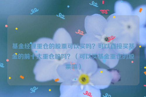 基金经理重仓的股票可以买吗？可以直接买基金的前十大重仓股吗？（可以买基金重仓的股票嘛）