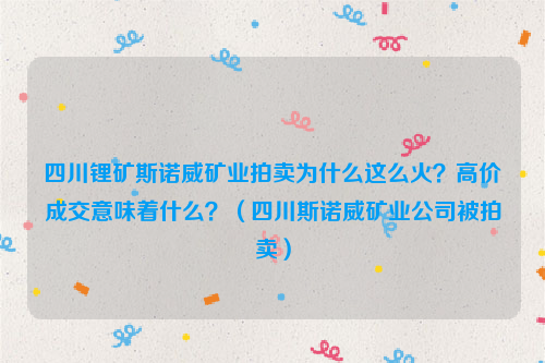 四川锂矿斯诺威矿业拍卖为什么这么火？高价成交意味着什么？（四川斯诺威矿业公司被拍卖）