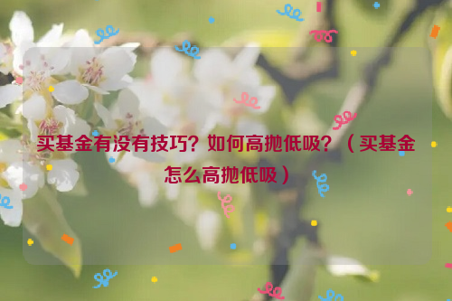 买基金有没有技巧？如何高抛低吸？（买基金怎么高抛低吸）