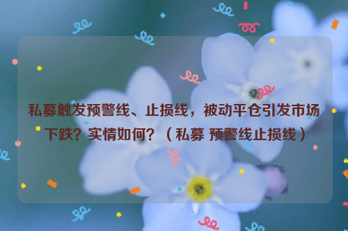 私募触发预警线、止损线，被动平仓引发市场下跌？实情如何？（私募 预警线止损线）