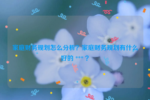 家庭财务规划怎么分析？家庭财务规划有什么好的 *** ？