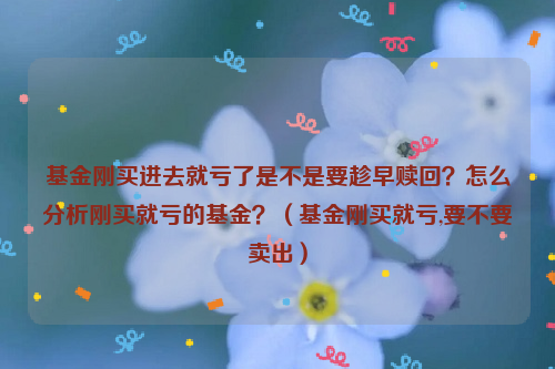 基金刚买进去就亏了是不是要趁早赎回？怎么分析刚买就亏的基金？（基金刚买就亏,要不要卖出）