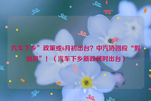 汽车下乡”政策或6月初出台？中汽协回应“假消息”！（汽车下乡新政何时出台）