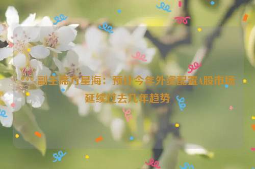 *** 副主席方星海：预计今年外资配置A股市场延续过去几年趋势