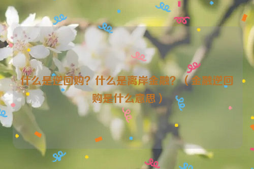 什么是逆回购？什么是离岸金融？（金融逆回购是什么意思）