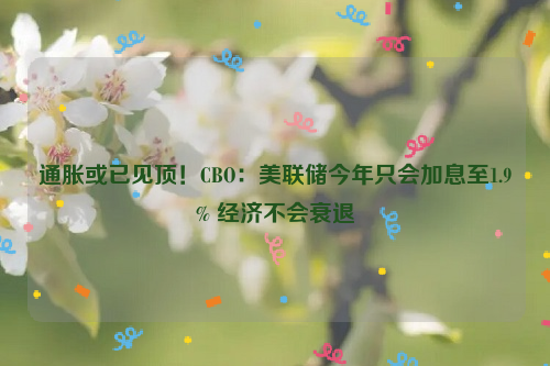 通胀或已见顶！CBO：美联储今年只会加息至1.9% 经济不会衰退